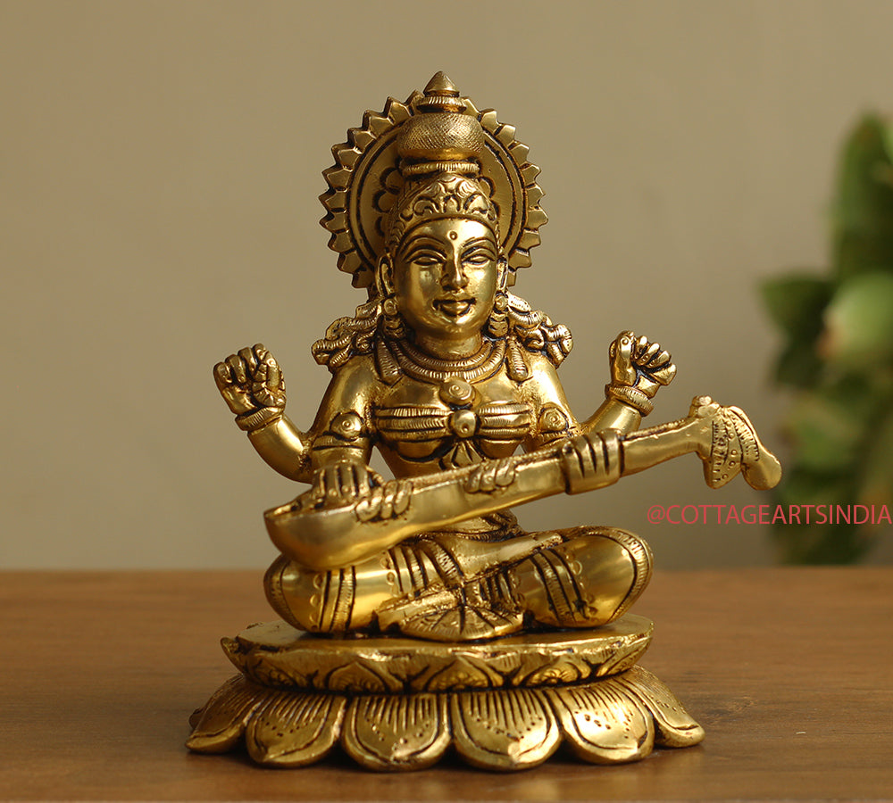 Brass Ganesh Laxmi Saraswati  6"