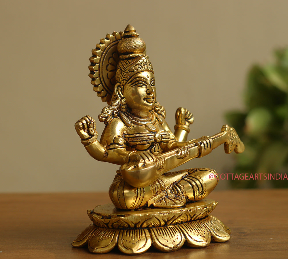 Brass Ganesh Laxmi Saraswati  6"