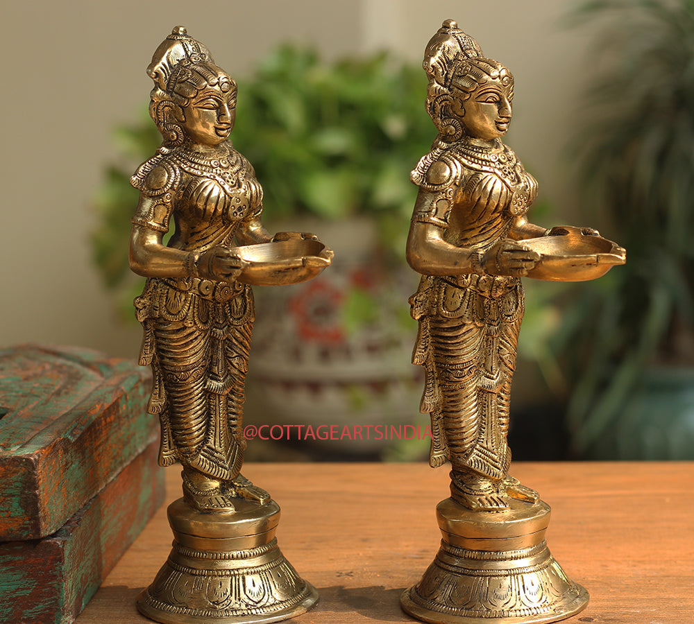 Brass Deeplaxmi 9" Pair