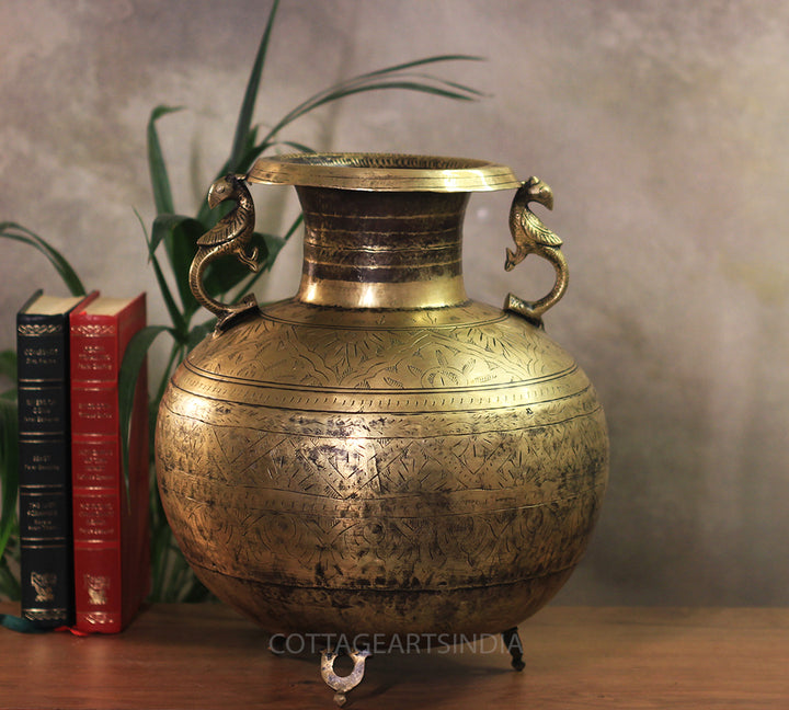 Brass Vintage Carved Planter