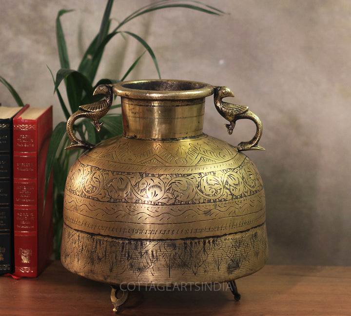 Brass Vintage Carved Planter