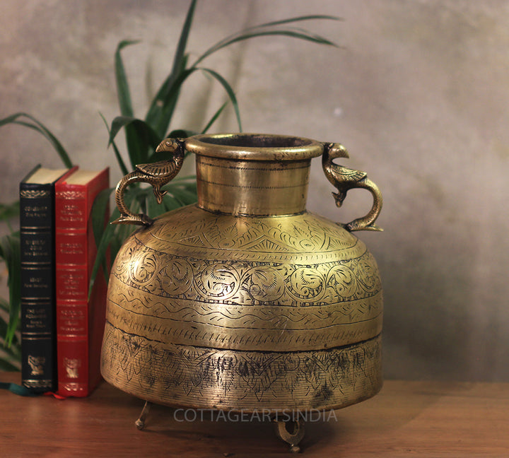 Brass Vintage Carved Planter