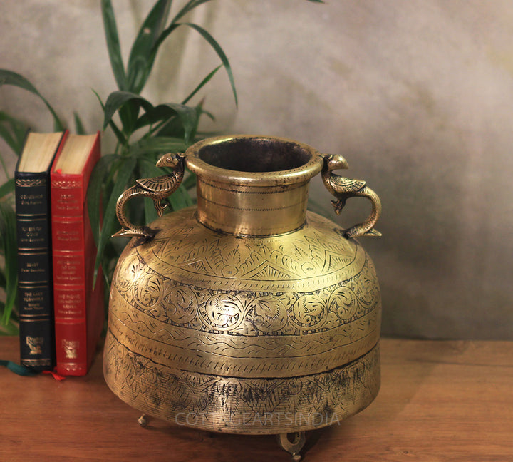 Brass Vintage Carved Planter