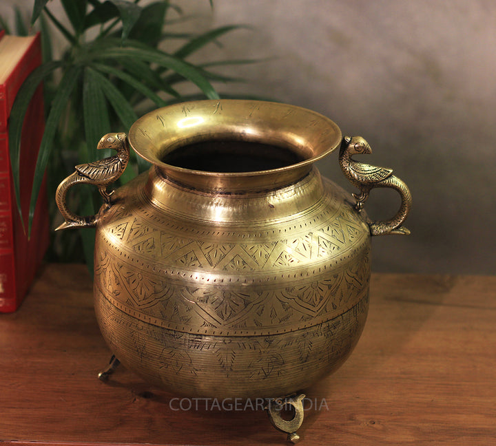 Brass Vintage Carved Planter