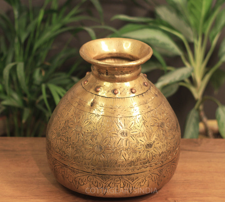 Brass Vintage Carved Planter