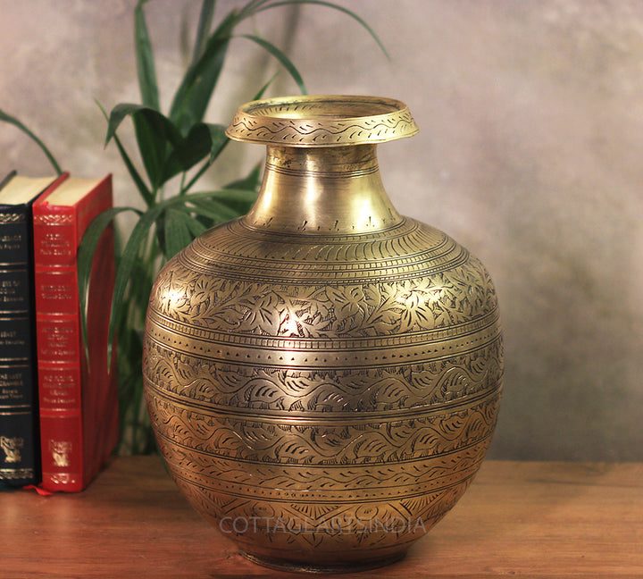 Brass Vintage Carved Planter