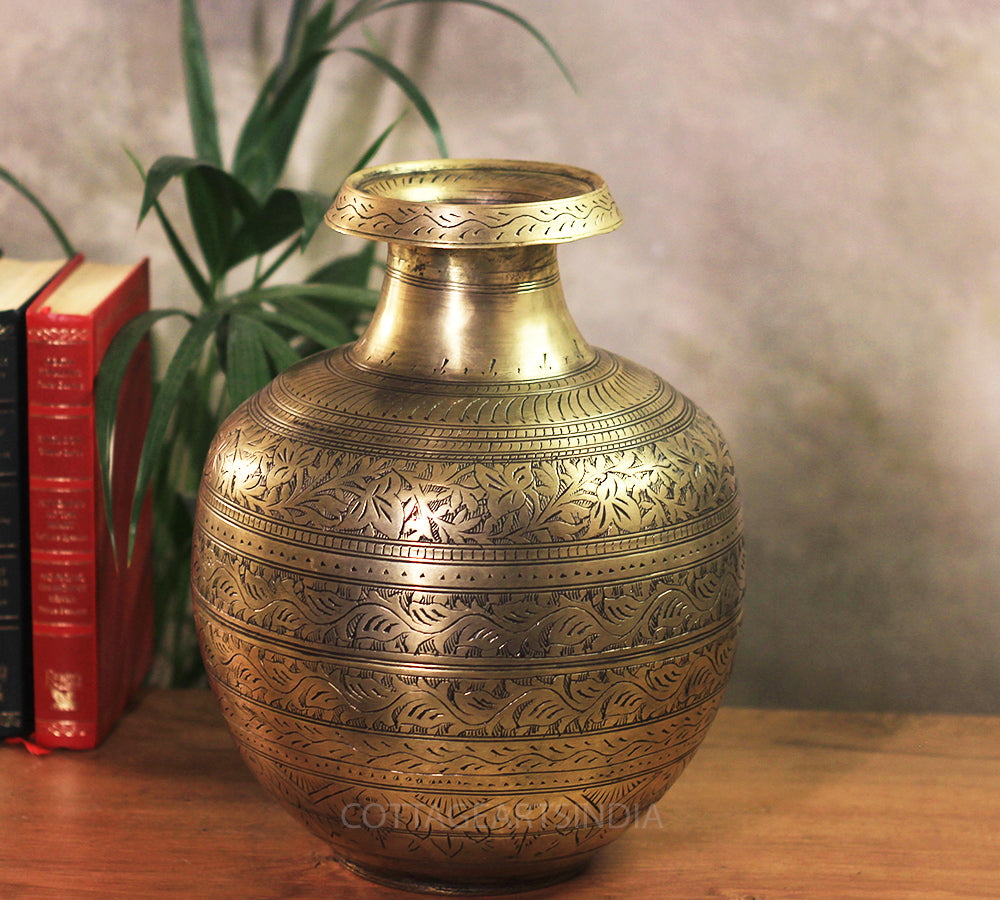 Brass Vintage Carved Planter