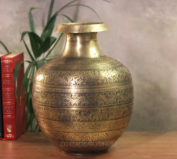 Brass Vintage Carved Planter