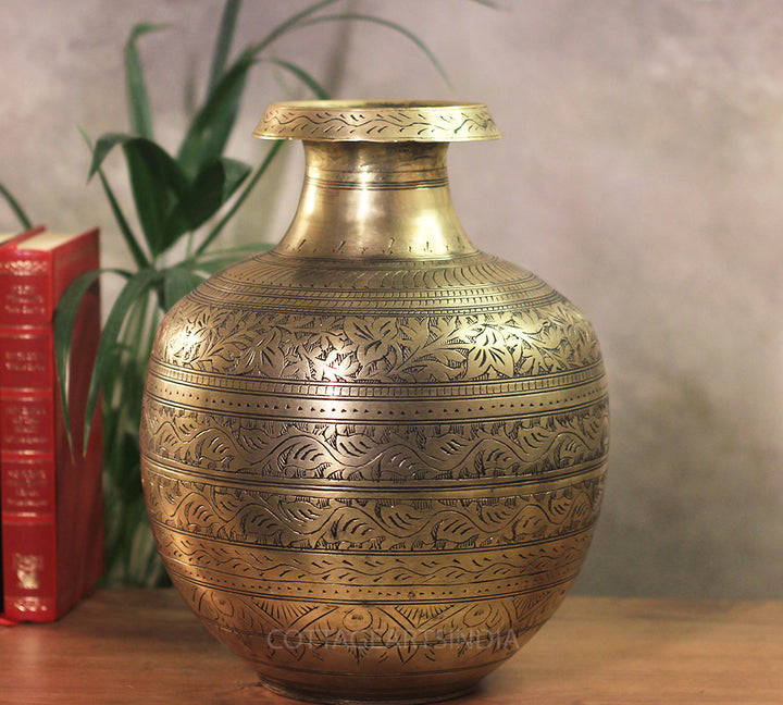 Brass Vintage Carved Planter