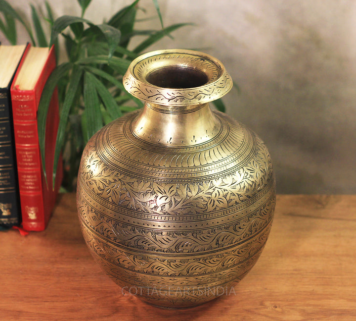 Brass Vintage Carved Planter