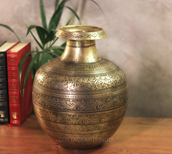 Brass Vintage Carved Planter