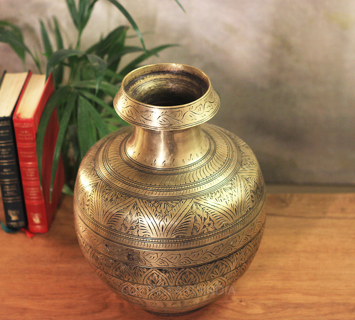 Brass Vintage Carved Planter