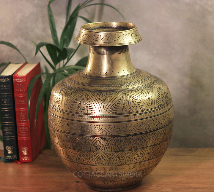 Brass Vintage Carved Planter