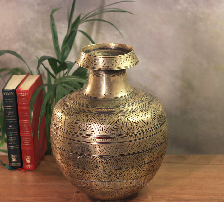 Brass Vintage Carved Planter