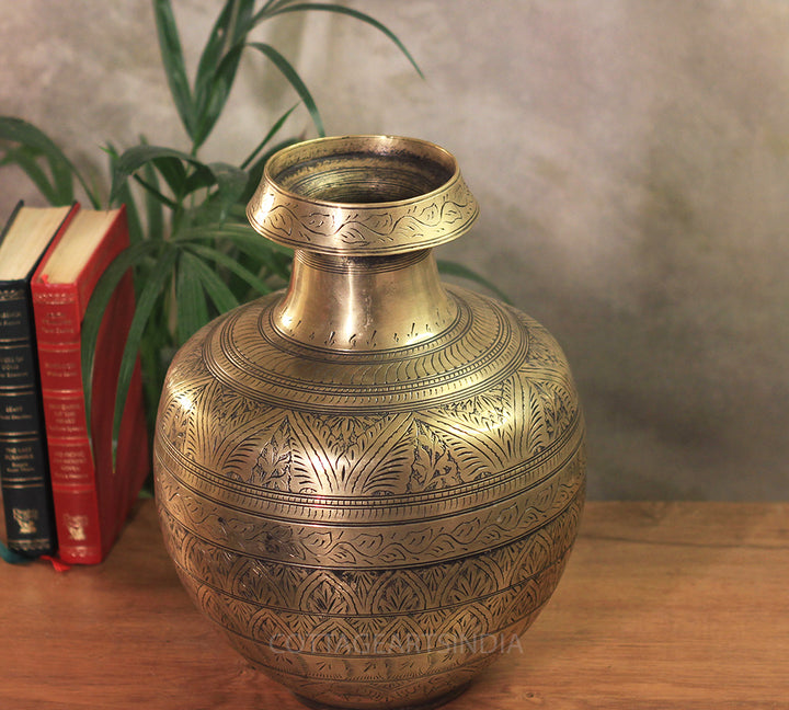 Brass Vintage Carved Planter