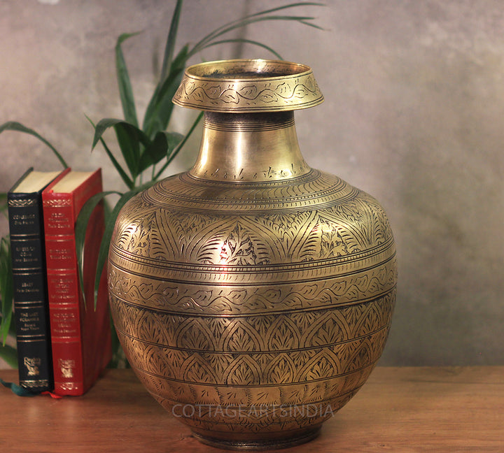 Brass Vintage Carved Planter