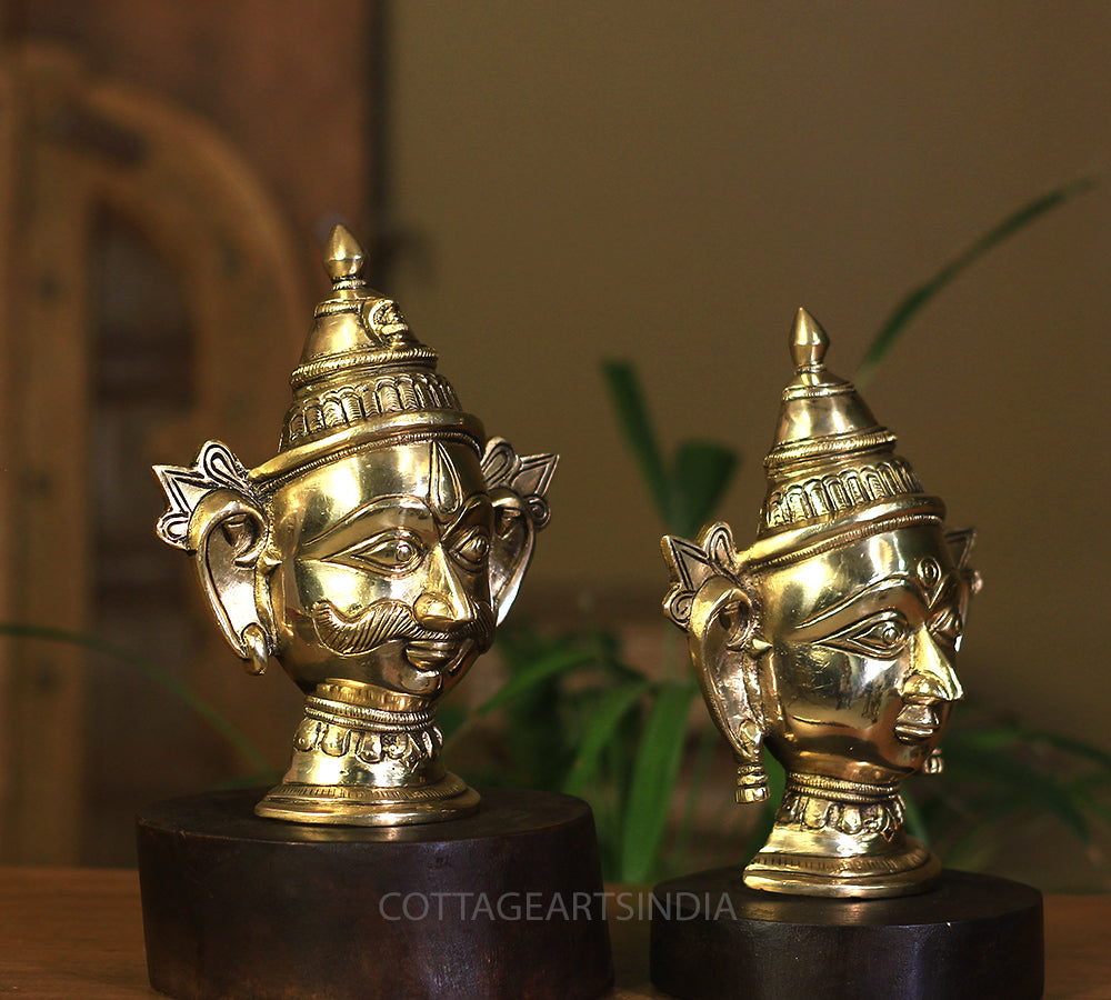 Brass Shiva and Gauri  Mukhlingam on Wooden Stand