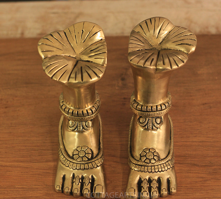 Brass Divine Feet Goddess Lakshmi -Pair