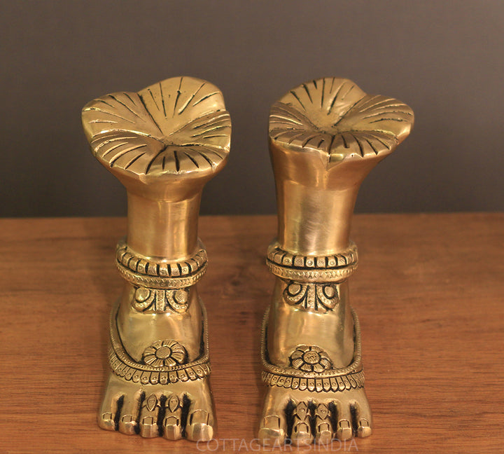 Brass Divine Feet Goddess Lakshmi -Pair