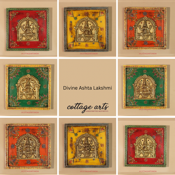 Brass Ashta Lakshmi Wooden Frame (Set of 8 Lakshmi)