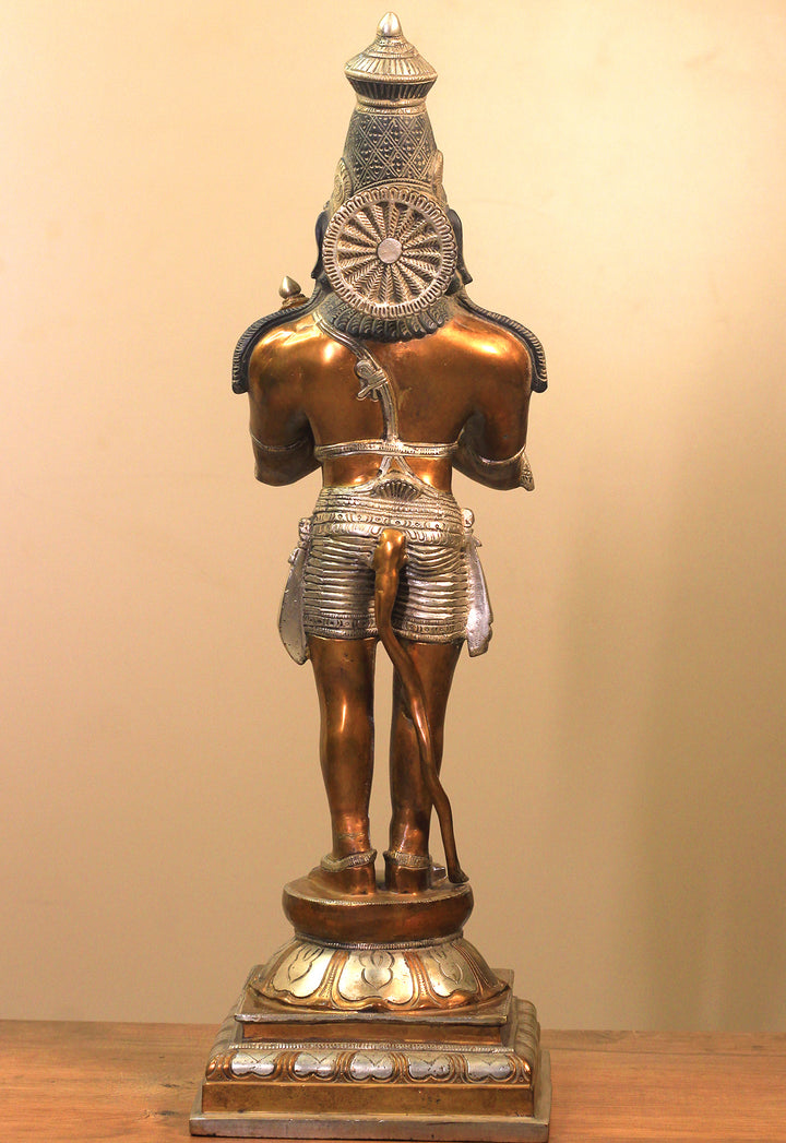 Brass Hanuman Antique Copper and Silver Finish 24"