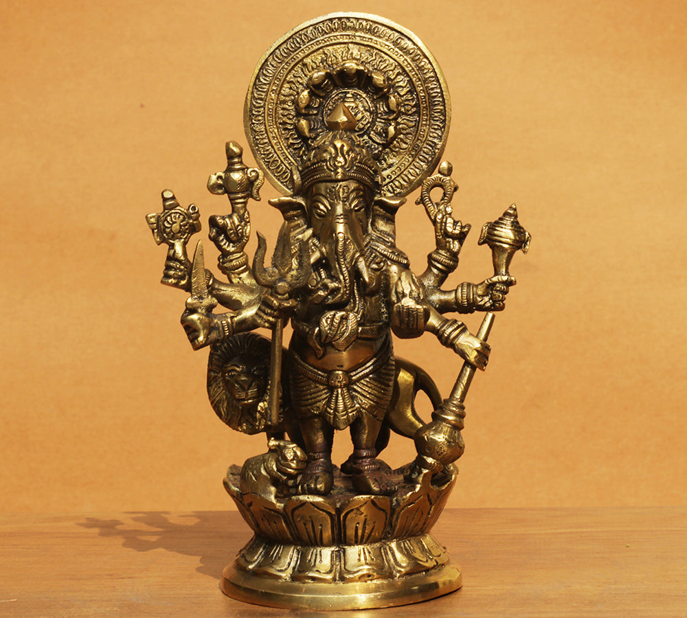 Shubh Drishti Ganesh Ganesh With Lion 9"