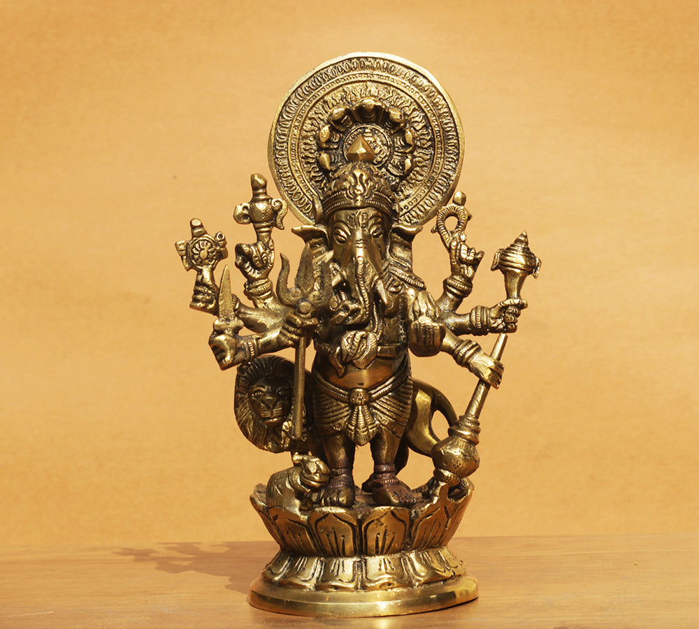 Shubh Drishti Ganesh Ganesh With Lion 9"