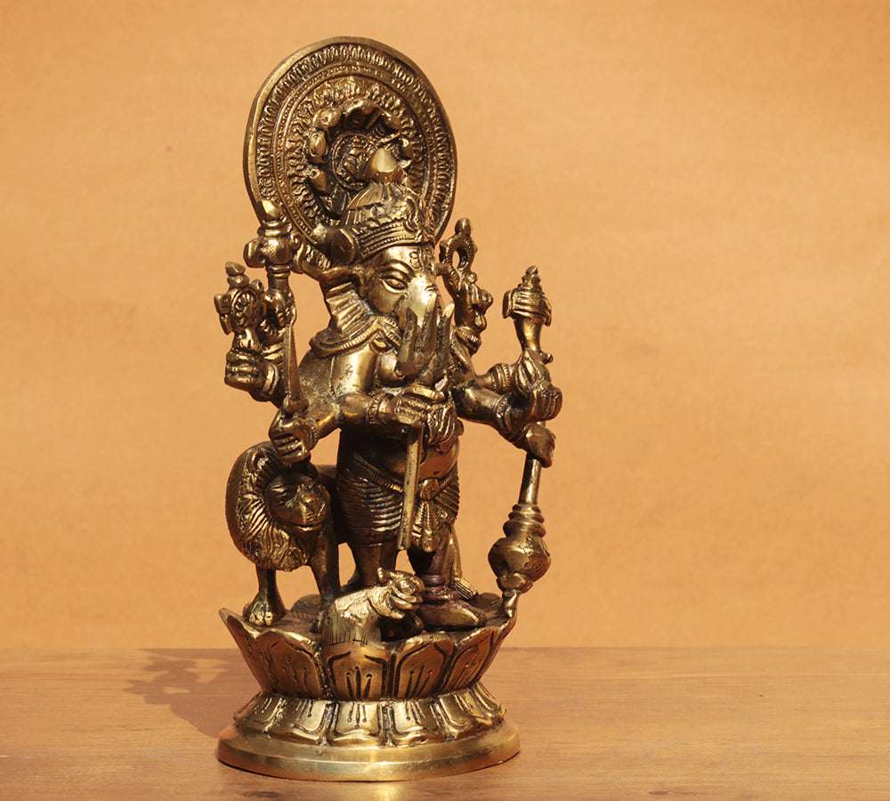 Shubh Drishti Ganesh Ganesh With Lion 9"