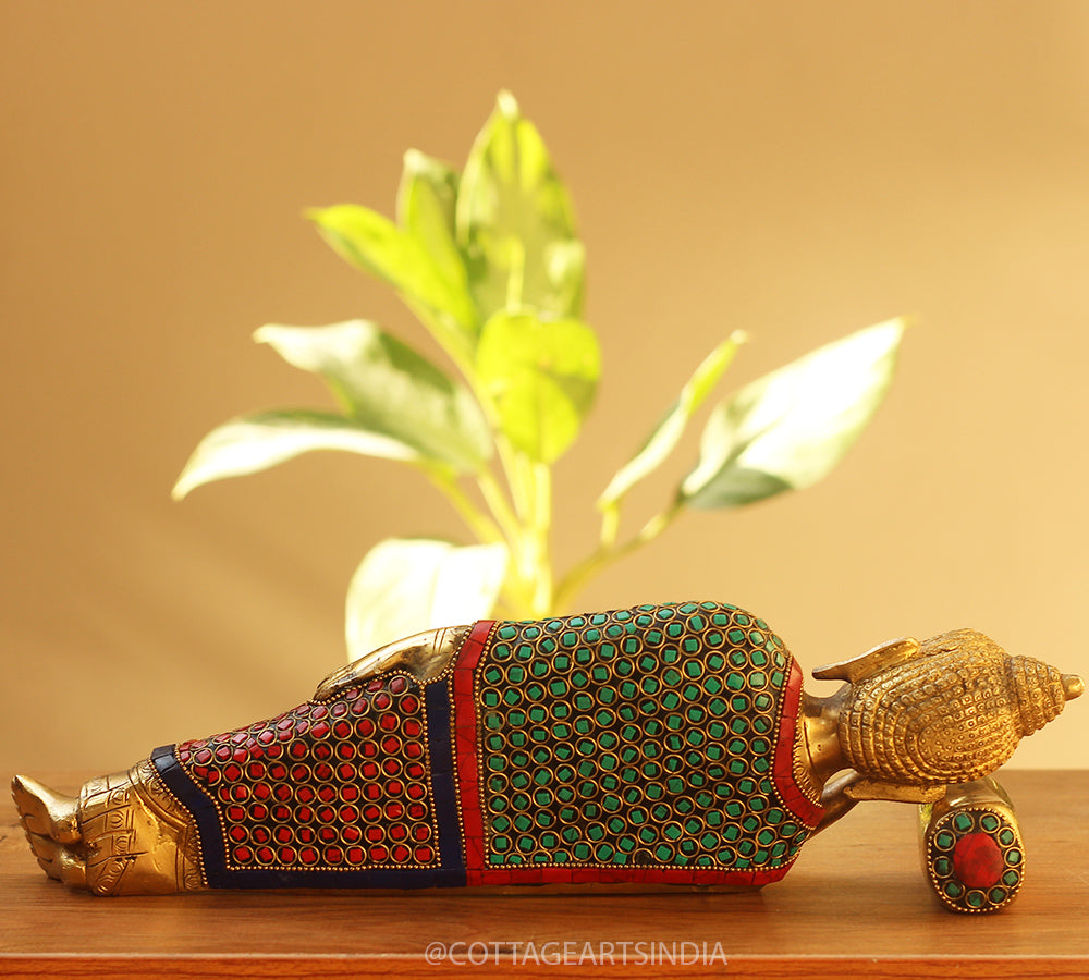 Brass Stone Work Sleeping Buddha