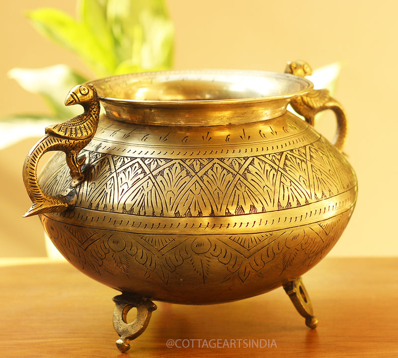 Brass Vintage Carved Planter