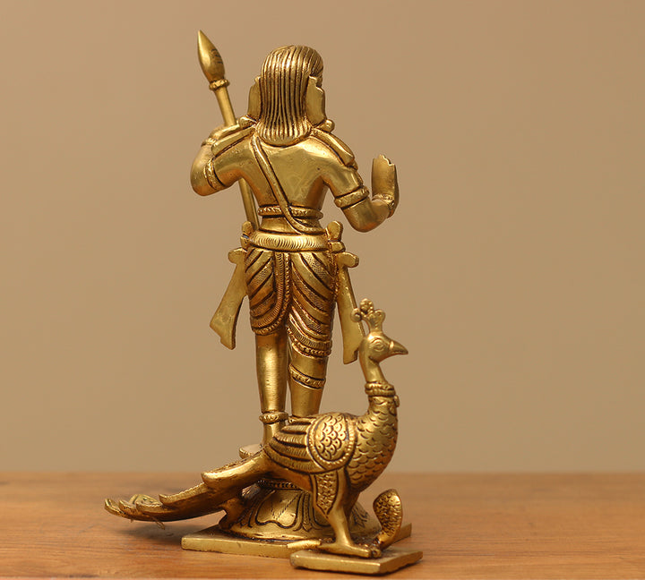 Brass Idol of Lord Murugan Peacock Statue