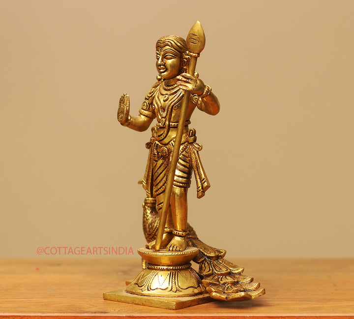 Brass Idol of Lord Murugan Peacock Statue