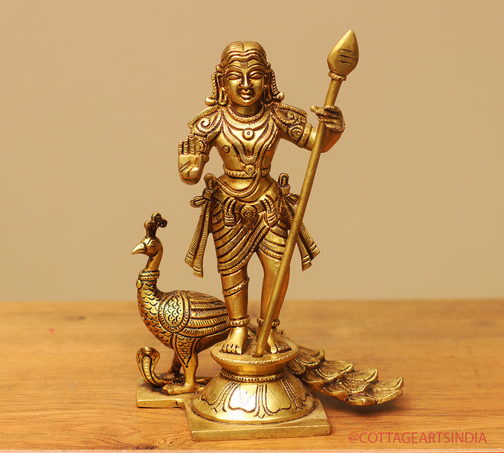 Brass Idol of Lord Murugan Peacock Statue