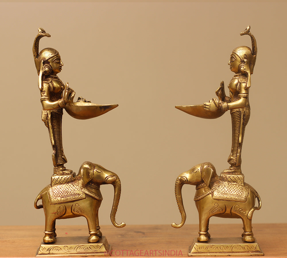 Brass Deep Laxmi on Elephant