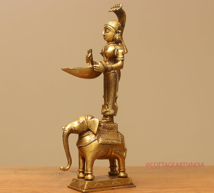 Brass Deep Laxmi on Elephant