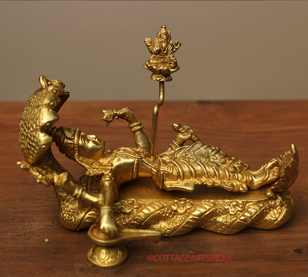 Brass Vishnu Narayan Ananta Shayana with Brahma