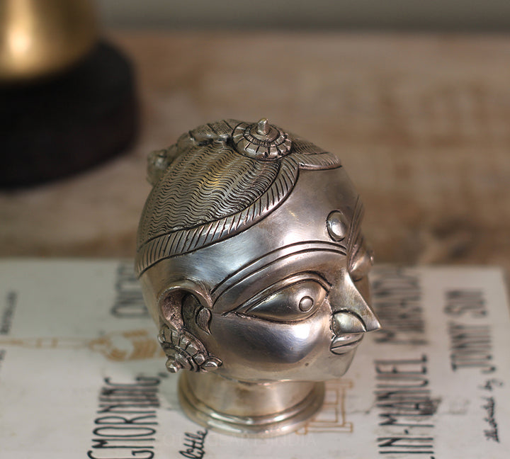 Brass Gauri Head Fine Antique Siver