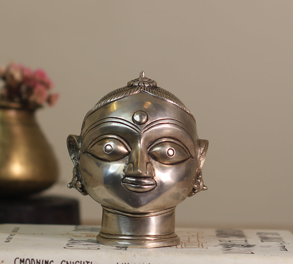 Brass Gauri Head Fine Antique Siver