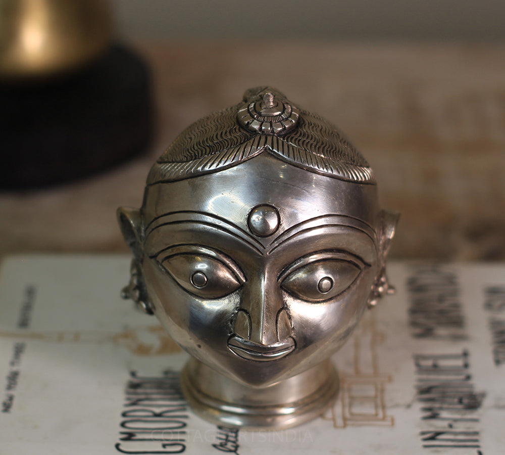 Brass Gauri Head Fine Antique Siver