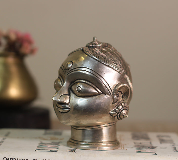 Brass Gauri Head Fine Antique Siver