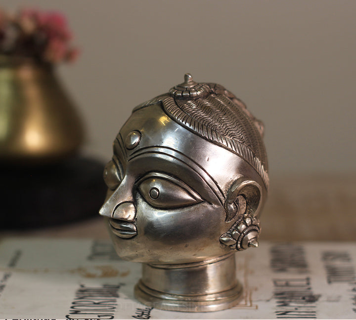 Brass Gauri Head Fine Antique Siver