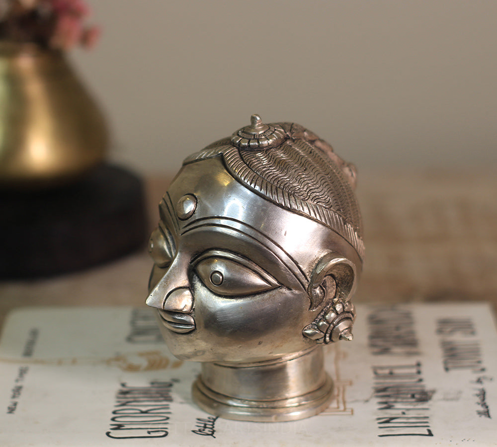 Brass Gauri Head Fine Antique Siver