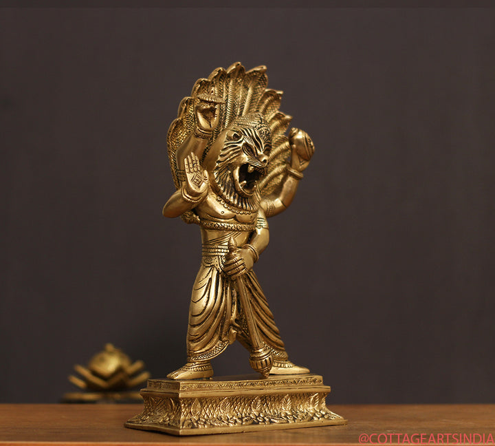 Brass Narasimha/ Lion Head God 11.5"