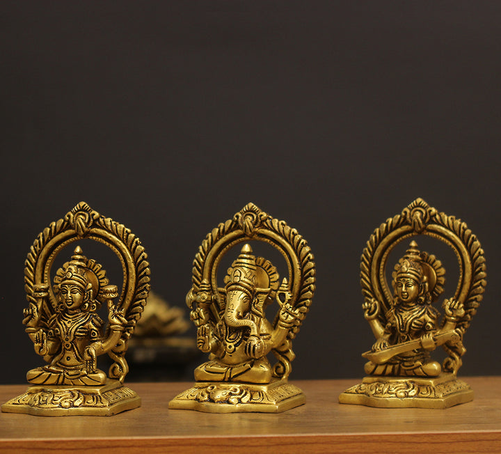 Brass Ganesh Laxmi Saraswati  5.5"