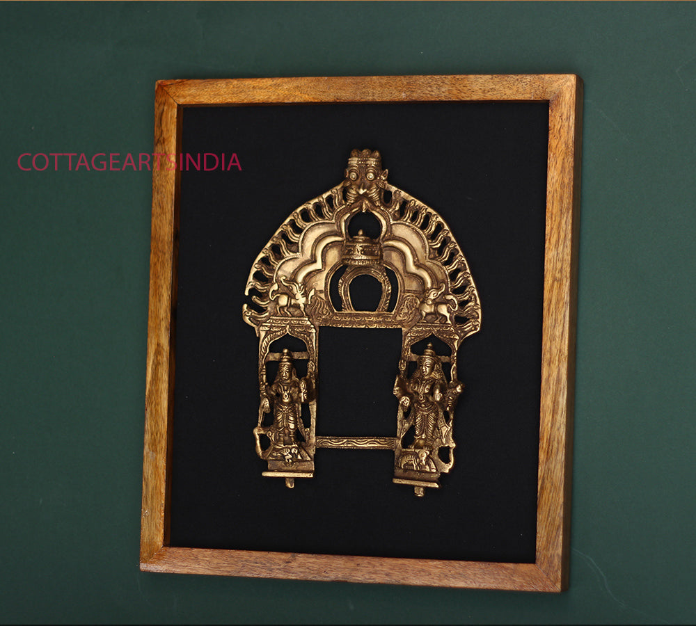 Wooden Frame With Brass Laxmi Prabhawali