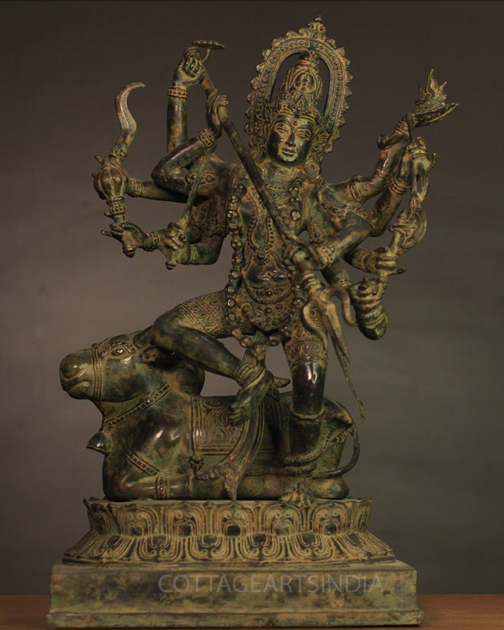 Balinese Bronze 10 Armed Durga Mahisura Mardini 18"