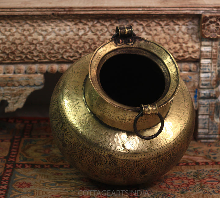 Brass Vintage Carved Planter