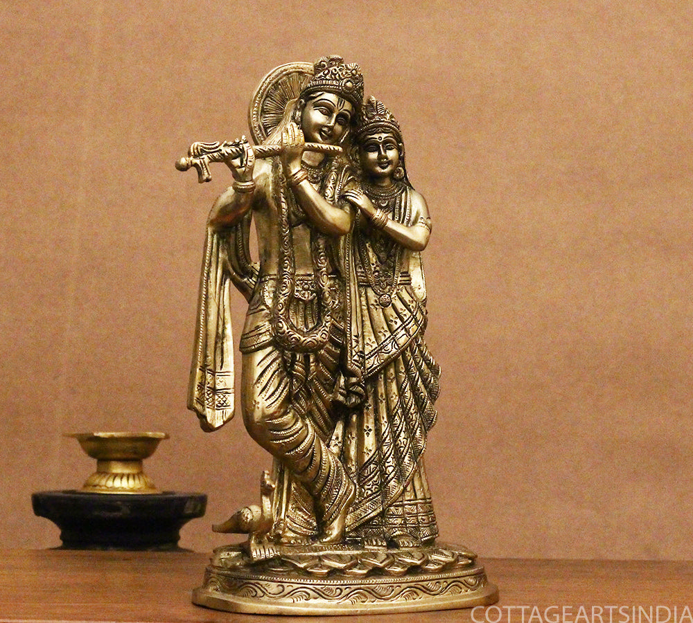 Brass Radha krishna Statue /Idol 12"