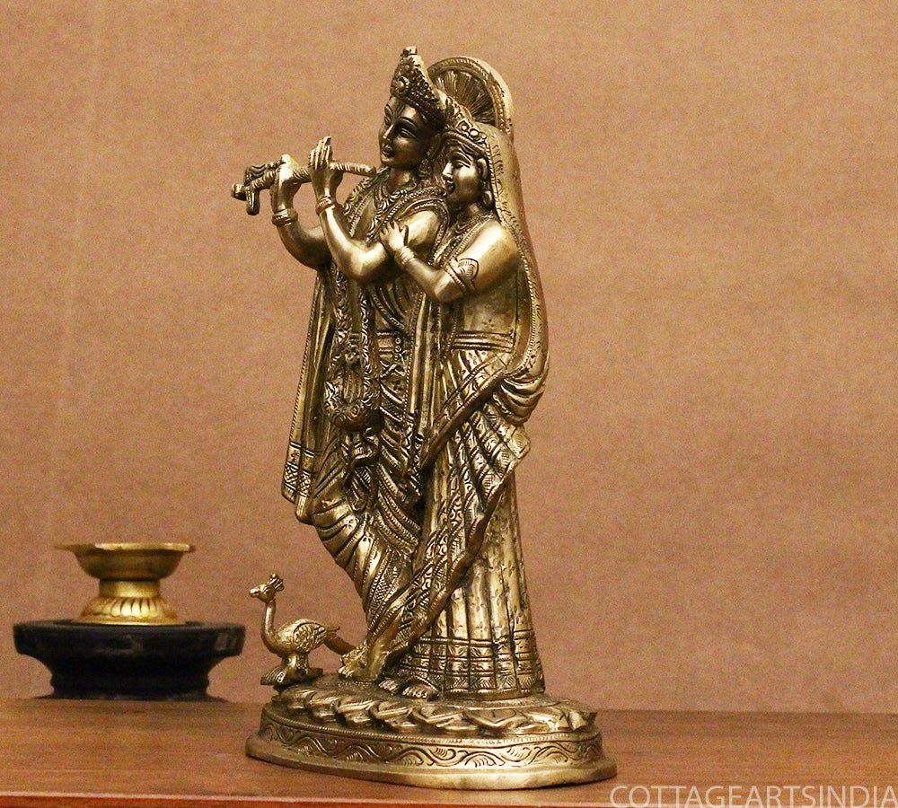 Brass Radha krishna Statue /Idol 12"