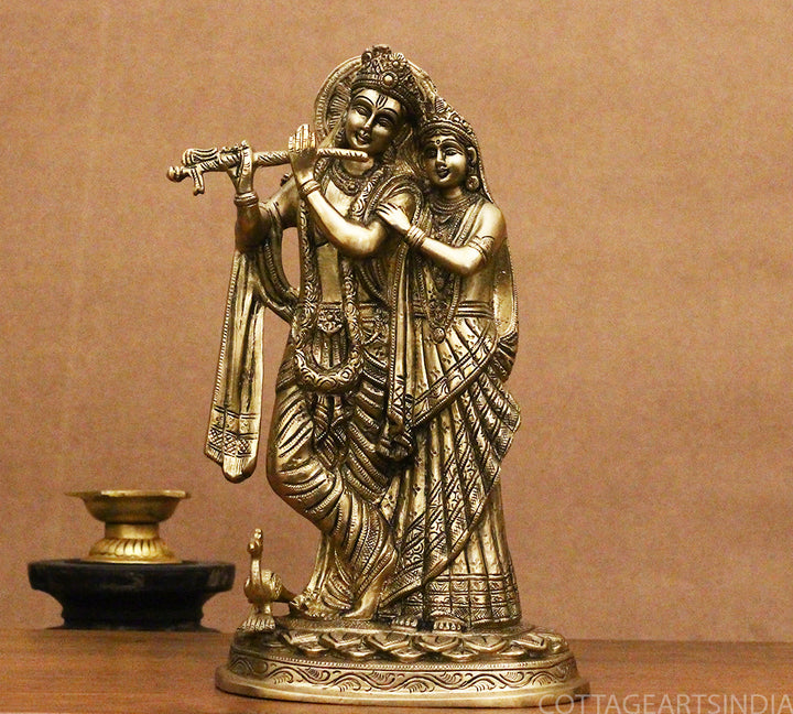 Brass Radha krishna Statue /Idol 12"